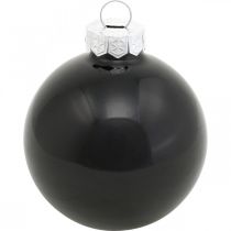 Artikel Julgranskulor, trädhängen, glaskulor svarta H6,5cm Ø6cm äkta glas 24 st