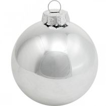 Artikel Glaskula, träddekorationer, julgranskula silver H8,5cm Ø7,5cm äkta glas 12st
