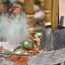 Julboll, julgransdekorationer, glasboll grön marmorerad H6,5cm Ø6cm äkta glas 24st