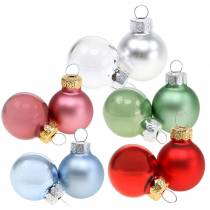 Artikel Mini julgranskula matt / glänsande blandade Ø2,5cm 24st olika färger