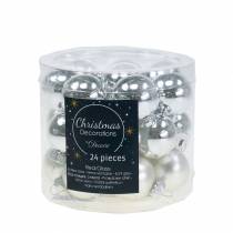 Artikel Mini julkulor silver blandade Ø2,5 cm 22 st