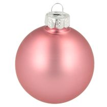Artikel Julkulor i glasgransdekoration rosa grå Ø50mm 24 st
