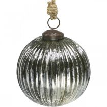 Julkulor glas Julgranskulor silver med räfflor Ø10cm 2st
