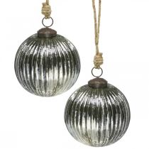 Julkulor glas Julgranskulor silver med räfflor Ø10cm 2st