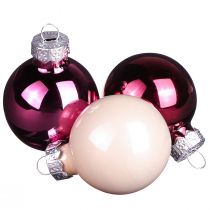 Artikel Julkulor glas mini bär beige rosa Ø3cm 22 st