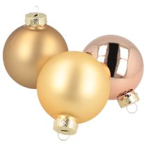 Artikel Julkulor guld och ros äkta glas Ø60mm 24 st