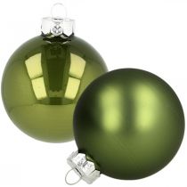 Glas julkulor grön mix Ø6cm 24st