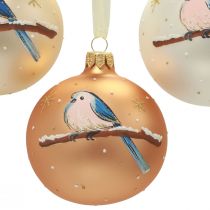 Julkulor glas Julgranskula fågel vinter Ø8cm 6st
