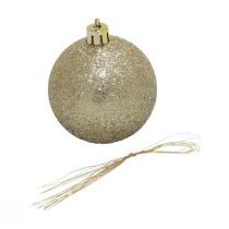 Artikel Julkulor plast champagne glitter matt Ø6cm 10 st