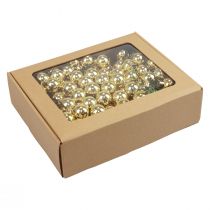 Artikel Julkulor på tråd glas spegel bär guld 2,5cm 140 st