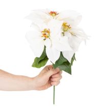 Artikel Konstgjord julstjärna, vit, storblommig, dekorativ växt, 40 cm