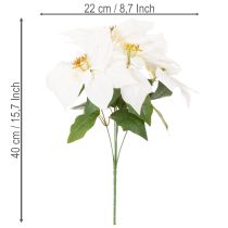 Artikel Konstgjord julstjärna, vit, storblommig, dekorativ växt, 40 cm