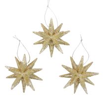 Julstjärnor Juldekorationer guldglitter Ø7cm 6st