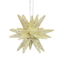 Julstjärnor Juldekorationer guldglitter Ø7cm 6st
