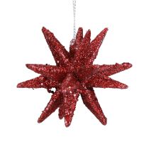 Julstjärnor Juldekorationer rött glitter Ø7cm 6st