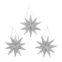 Artikel Julstjärnor Juldekorationer silverglitter Ø7cm 6 st