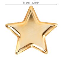Artikel Jultallrik stjärndekorationstallrik guld plast Ø31cm