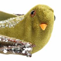 Artikel Juldekorationsfågel på klipp grön, glitter 12cm 6st diverse