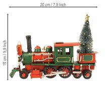 Artikel Jultåg rött metalldekorationslokomotiv med julgran 20 cm
