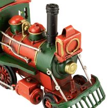 Artikel Jultåg rött metalldekorationslokomotiv med julgran 20 cm