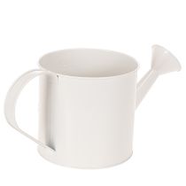 Artikel Vit metallvattenkanna med blommotiv, 13,5 cm, dekorativ kruka