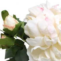 Artikel Vita rosor konstgjorda blommor steg stora med tre knoppar 57cm