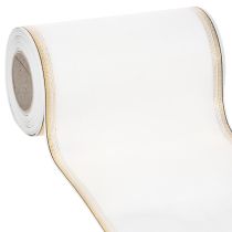 Artikel Vitt moiréband med guldpärlkant, 175 mm - Elegant band för dekoration och blomsterdekoration