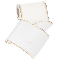 Artikel Vitt moiréband med guldpärlkant, 175 mm - Elegant band för dekoration och blomsterdekoration