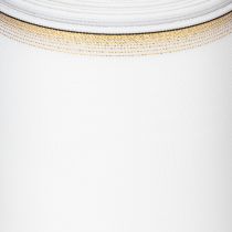 Artikel Vitt moiréband med guldpärlkant, 175 mm - Elegant band för dekoration och blomsterdekoration