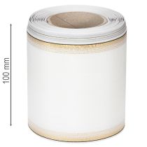 Artikel Vitt moiré-kransband med pärlkant och taftband, dekorativt band, sorgband, bredd 100 mm, längd 25 m