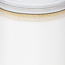 Artikel Vitt moiré-kransband med pärlkant och taftband, dekorativt band, sorgband, bredd 100 mm, längd 25 m