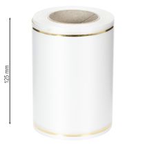 Artikel Vitt kransband med guldkant för datorutskrift, satinband, vattentätt, 25m x 125mm