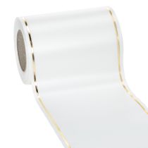 Artikel Vitt kransband med guldkant för datorutskrift, satinband, vattentätt, 25m x 125mm