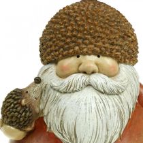 Imp figur med ekollon och igelkott dekorativ figur höstbrun H19cm