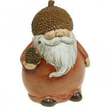 Imp figur med ekollon och igelkott dekorativ figur höstbrun H19cm