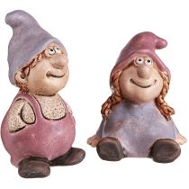Artikel Gnome Spring Boy Girl Par Lila Rosa H10/14cm 2 st