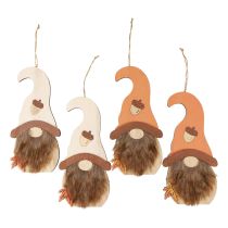 Artikel Gnome hänge dekorativ hösttomte i trä 21×10,5cm 4st