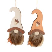 Artikel Gnome hänge dekorativ hösttomte i trä 21×10,5cm 4st
