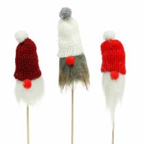 Artikel Gnome för att sticka med stickad mössa röd, vit, grå 11–13cm L34–35,5cm 12 st