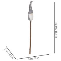 Artikel Dekorativ gnomfigur med randig hatt på träpinne, 46 cm, 6 stycken