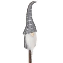 Artikel Dekorativ gnomfigur med randig hatt på träpinne, 46 cm, 6 stycken