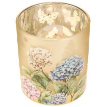 Artikel Dekorativ glaslykta med blommönster för eleganta inredningsdetaljer, 8 cm, 4 stycken.
