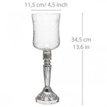 Lykta glas ljus glas antik look klar, silver Ø11,5cm H34,5cm