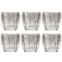 Artikel Ljusburk av glaslykta med spår klar Ø7cm 6 st
