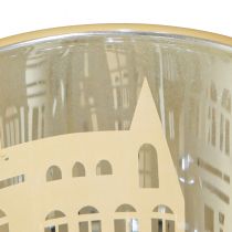 Artikel Lykta glas silver guld stadssiluett H12,5cm 4 st