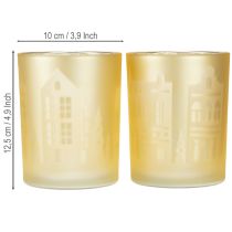 Artikel Lykta glas silver guld stadssilhuett H12,5 cm 4 st