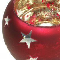 Artikel Lanternglas värmeljusglas med stjärnor röd Ø12cm H9cm