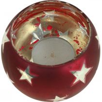 Artikel Lanternglas värmeljusglas med stjärnor röd Ø9cm H7cm