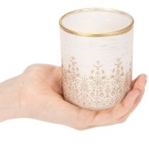 Artikel Glasljushållare med blommönster, Ø8cm H9cm, 2 stycken