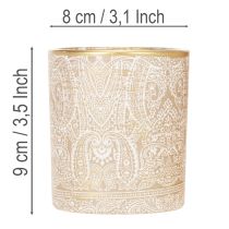 Artikel Glasljushållare med paisleymönster, Ø8cm, H9cm, 2 st